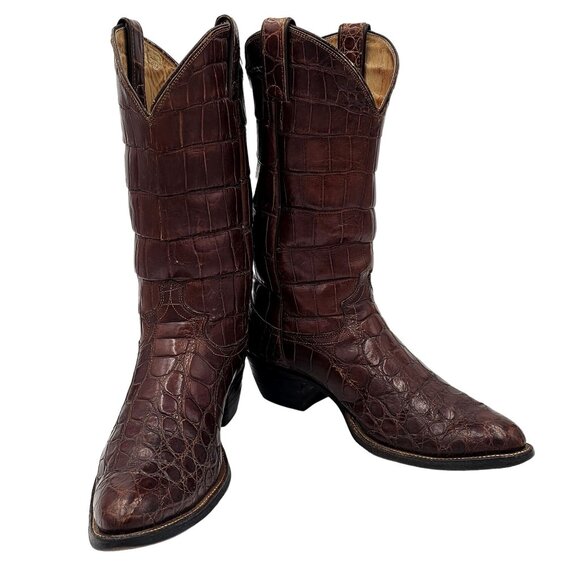 Vintage Justin 8880 Exotic Men's 10.5 Brown Full Alligator Cowboy Western Boots - Picture 16 of 16